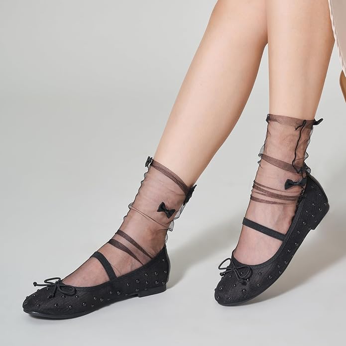 Cute Bowknot Mesh Ballet Flats