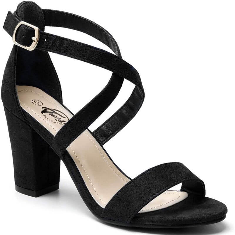Chunky Black Ankle Sandals | Trary