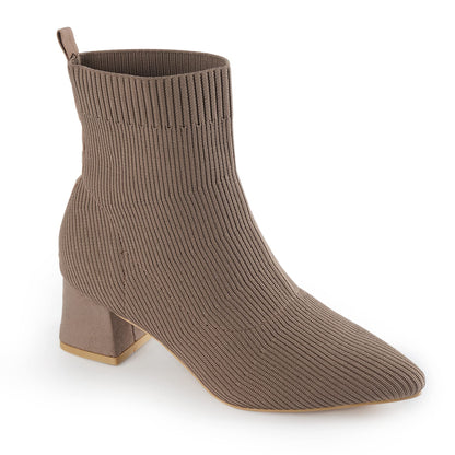 Chunky Heeled Slip On Ankle Boots