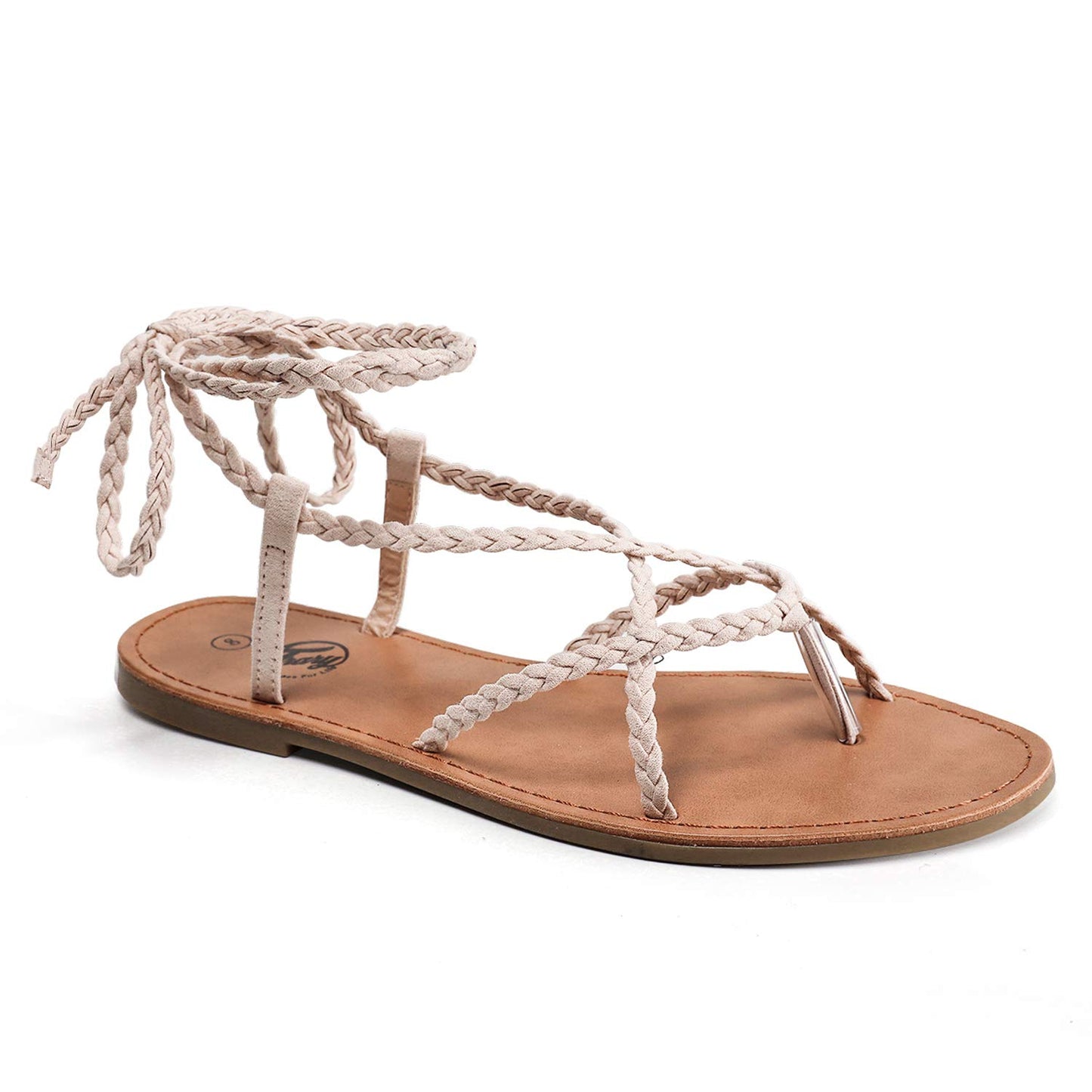 Braided Lace Up Open Toe Sandals