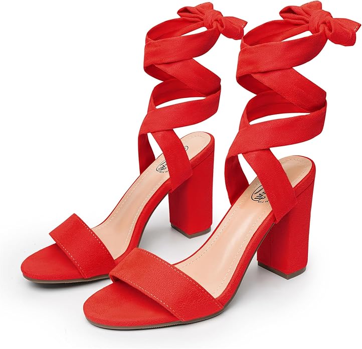 Lace Up Chunky Heel Sandals