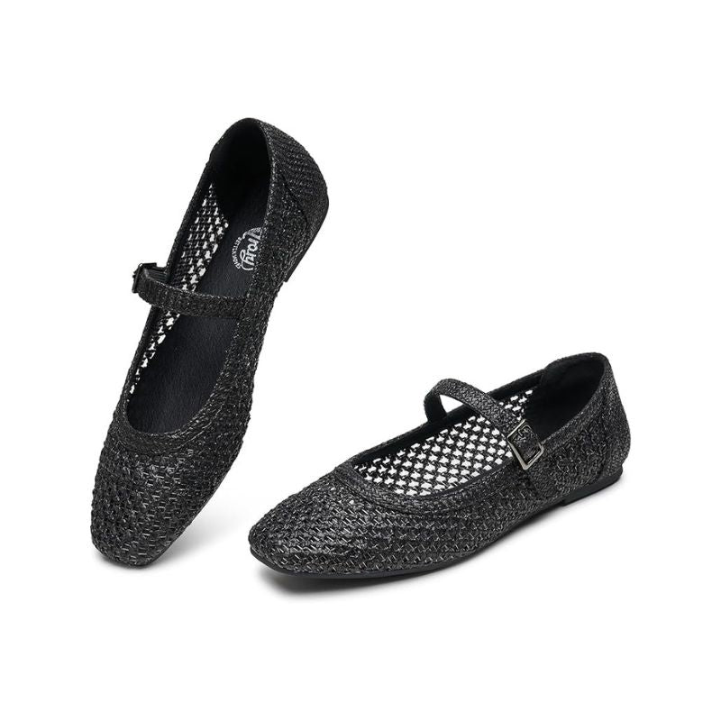 Woven Mary Jane Flat Shoes