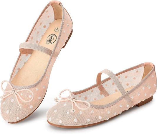 Cute Bowknot Mesh Ballet Flats