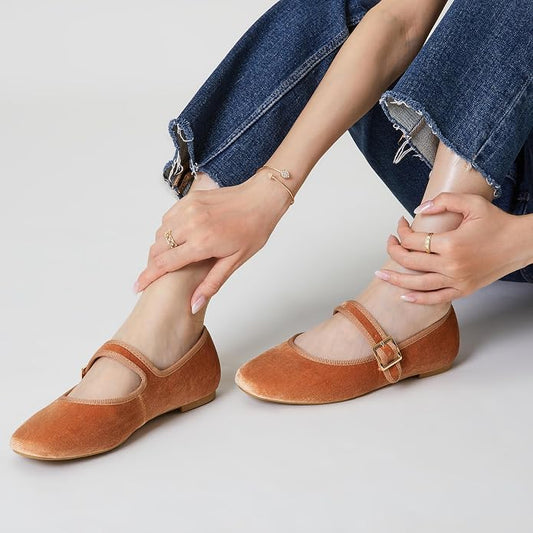 Women's Velvet Mary Jane Shoes