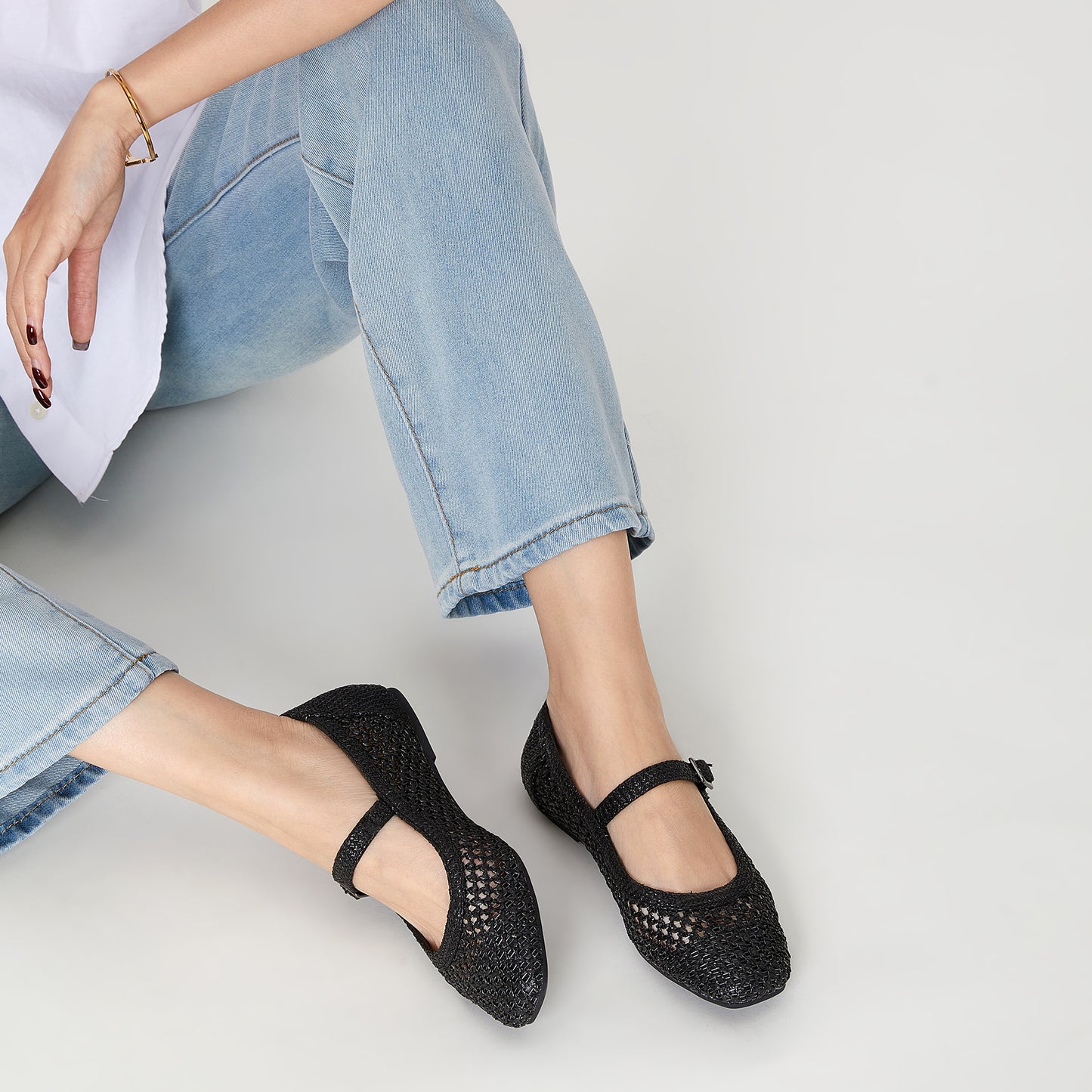 Women's Woven Mary Jane Flat Shoes