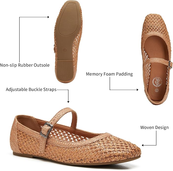 Woven Mary Jane Flat Shoes