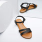 Ankle Strap Leather Flat Sandals