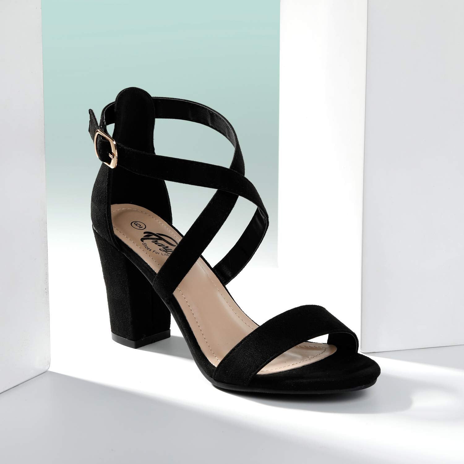 Black Suede Buckle Ankle Strap High Heels – No Doubt Shoes