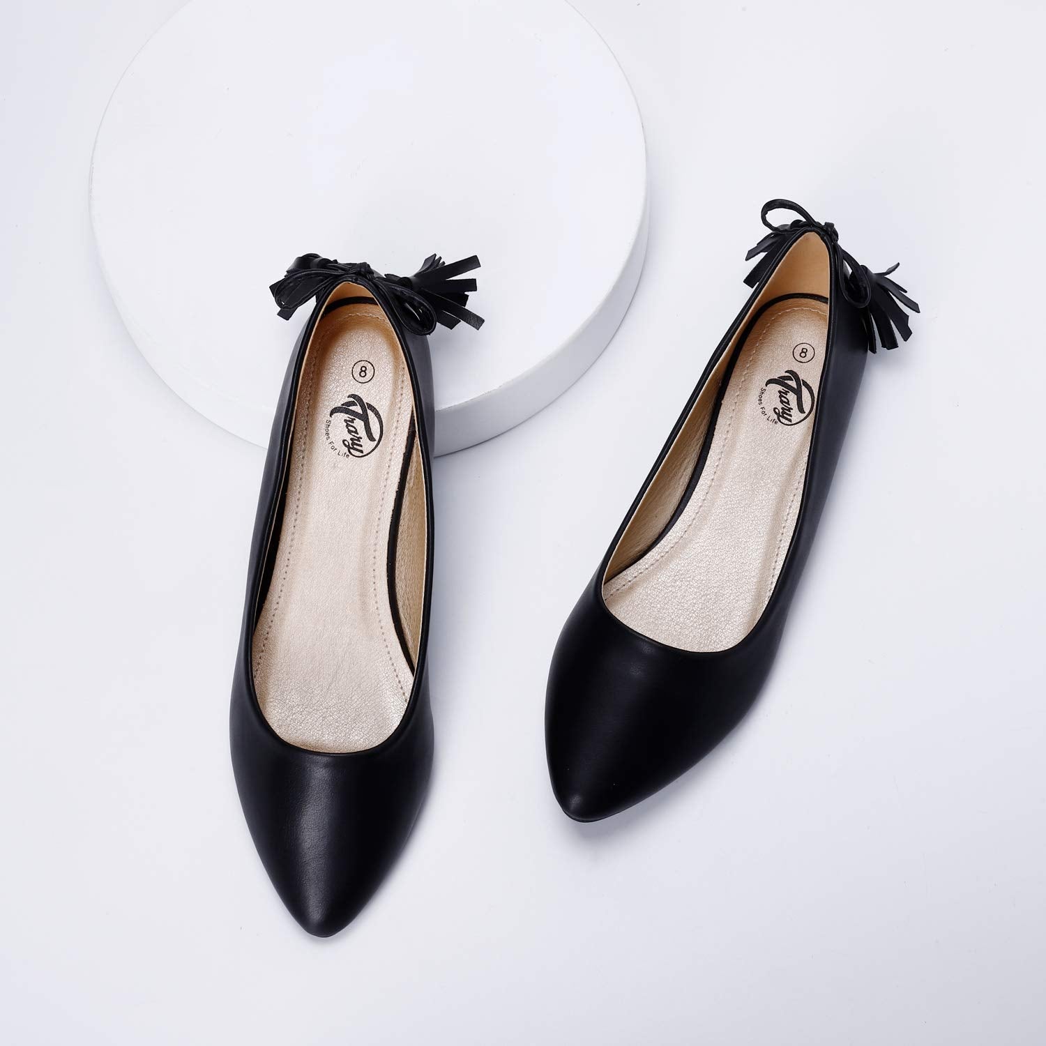 Casual Pointed Toe Ballet Flats with Tassel