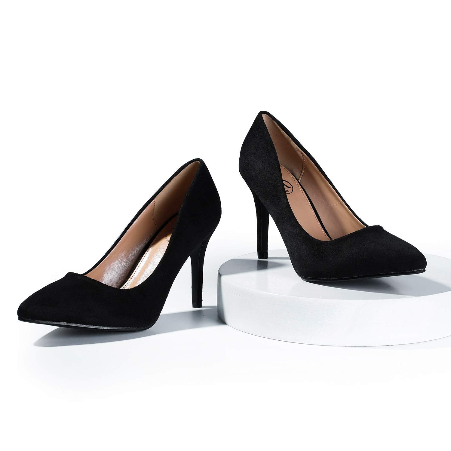 Women's handmade high heels slingback sandals in black suede leather