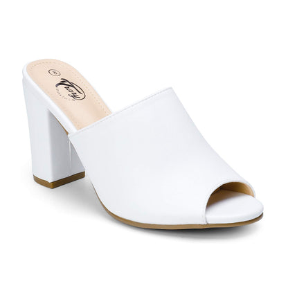 Peep Toe Chunky Heel Mules