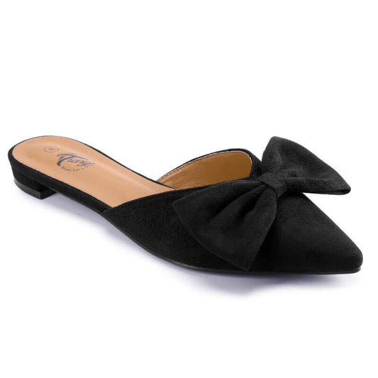 Trary Mules for Women Flats Comfortable, Bow Pointed Toe Womens Mules, Flats  Mules Shoes for Women, Cute Mule Women's Mules & Clogs, Slip On Womens  Mules Flats, Backless Loafers Mule Shoes for